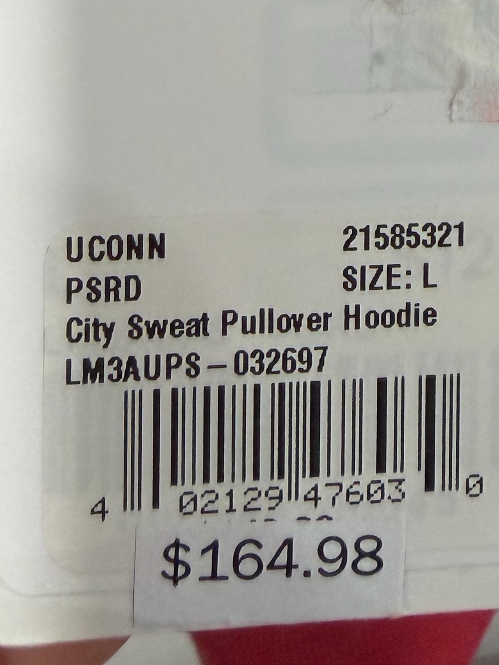 lululemon Red Men's Crewneck Hoodie with UConn Husky - Picture 4 of 6
